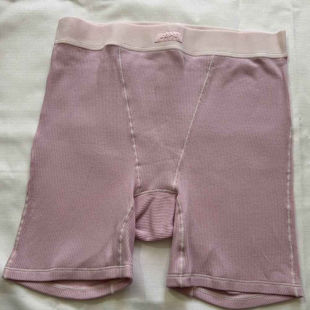 Skims NWOT Women's Comfortable Stretchy Cotton Rib Boxer Pink Size Small
